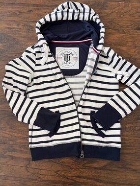 Tommy Hilfiger Navy & White Striped Zip Hoodie